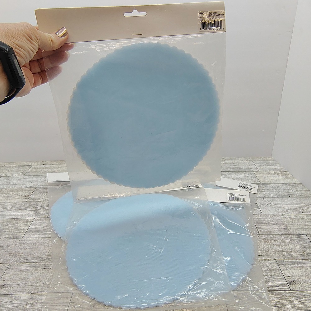 Light Blue Tulle Circles 9" Scalloped Edge 175‎ Pcs Wedding Shower Craft Supply
